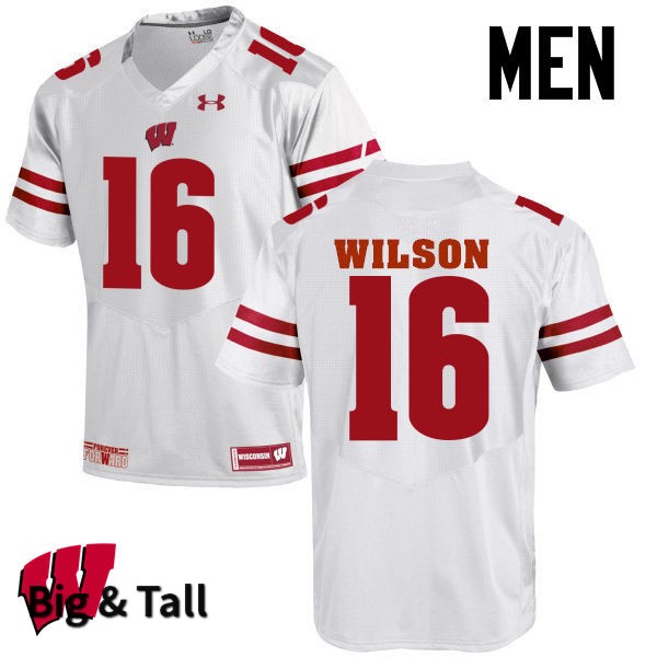 Wisconsin Badgers Men's #16 Russell Wilson NCAA Under Armour Authentic White Big & Tall College Stitched Football Jersey SC40N14HY